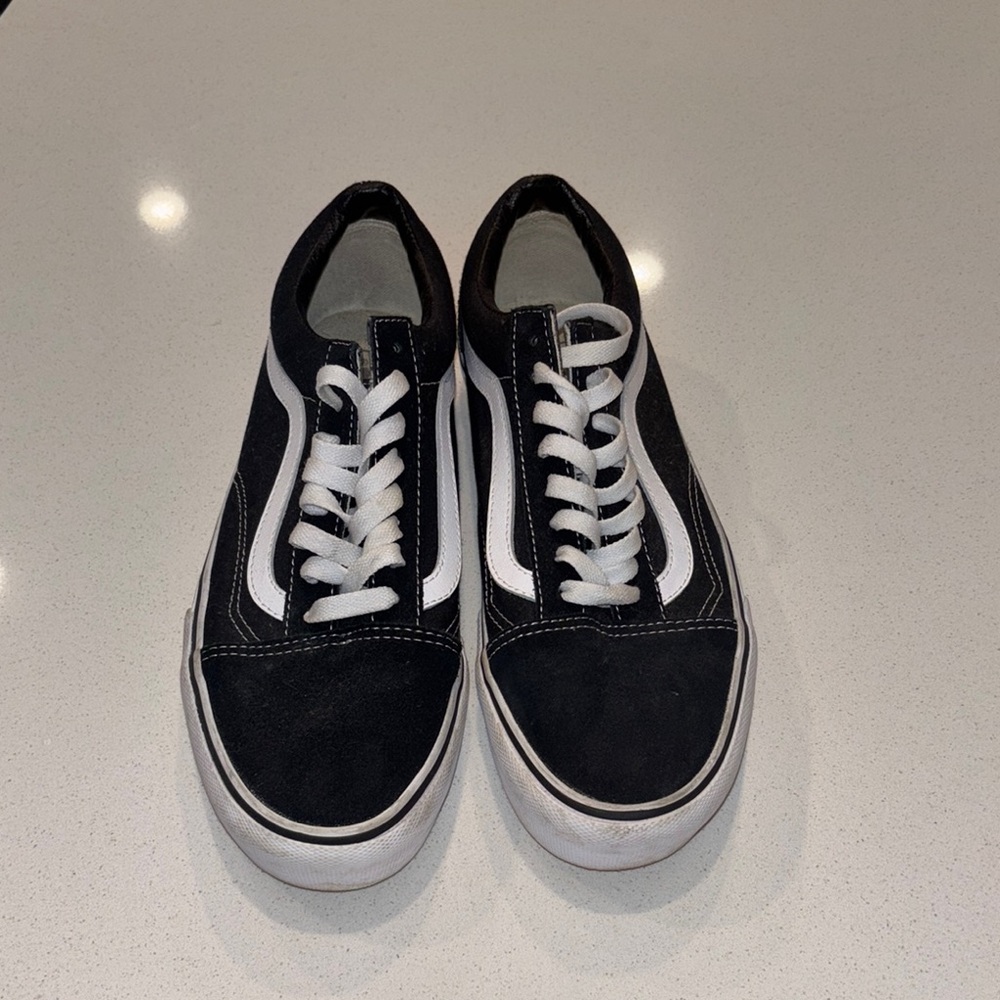 Vans Black and White Old Skool Sneakers with Signature Stripe